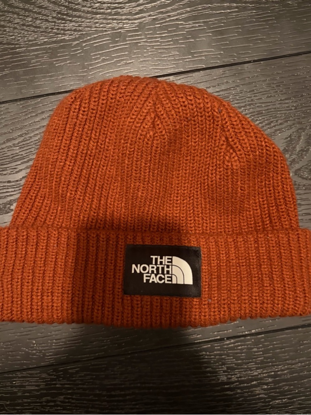 The North Face Rust Orange shallow Rib Knit Cuffed Beanie